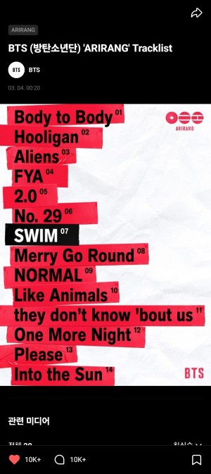 BTS_ARIRANG_tracklist