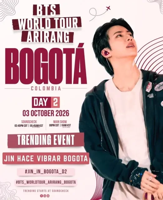 WWH💕Jin is Perfect🤩🔎✨I will always support Jin🐹✨🗳️🗳️🗳️🎧🎶〜🎧🎶〜🎧🎶〜<br><br>Bogota🇨🇴Thank you for your hard w