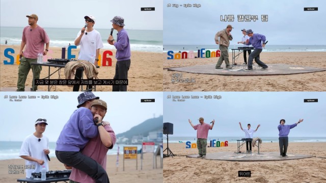 Epik High braves the wind and rain for a busking performance on Busan beach... starting with 'Fly' and ending with 'Don't Hate Me'
