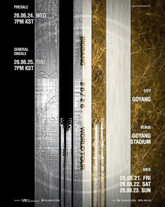 权志龙,BigBang 20周年世界巡回演唱会预告...