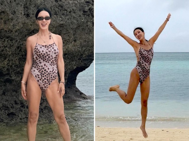オム・ジョンファ、57歳でも引き締まった健康美...家族と沖縄旅行の写真を公開
