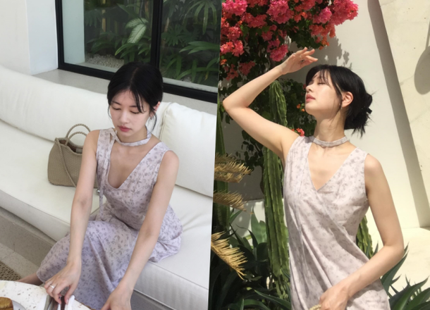 Jung So-min, sleeveless long dress figure... pure beauty in an exotic landscape