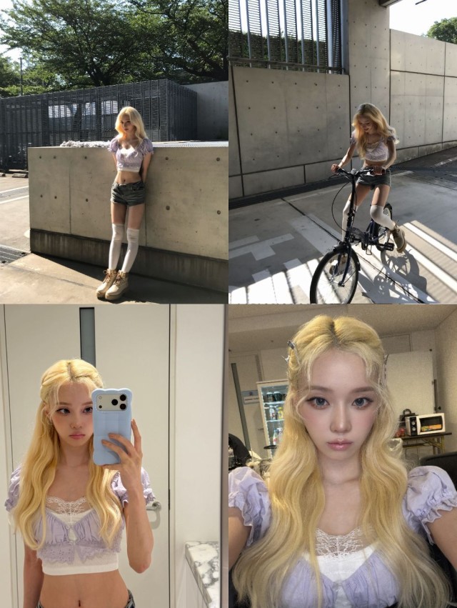 Winter reveals '11-line abs' in blonde hair and crop top summer fashion... Trending on SNS