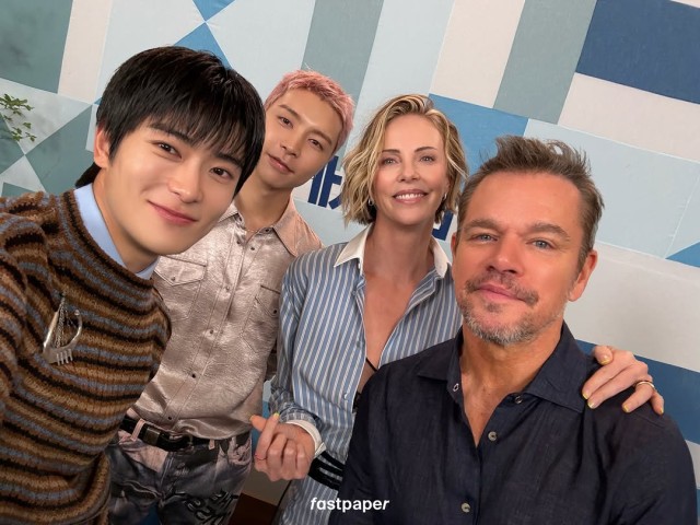 NCT Jaehyun and Johnny have a special meeting with Matt Damon and Charlize Theron