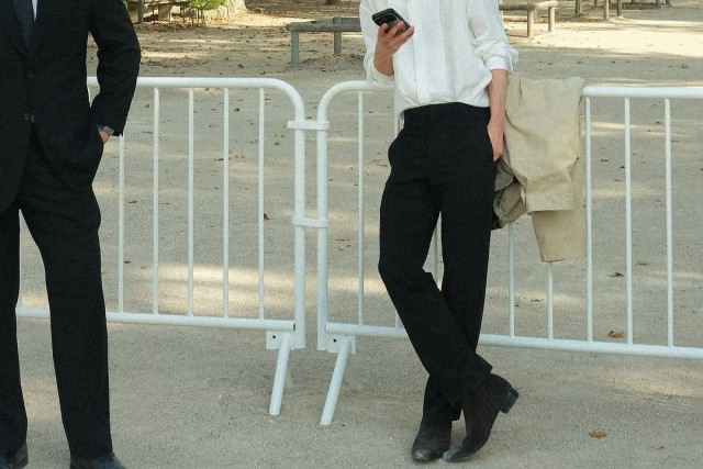 SKZs Hyunjin shows unique aura at Paris Dior collection White  Black classic look
