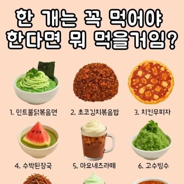이중 한 개는 꼭 먹어야 살수있다면?