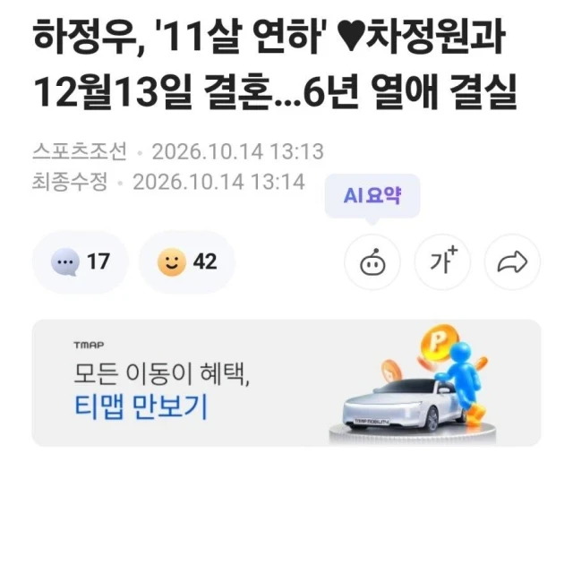 하정우 차정원 12월 13일 결혼